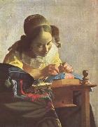 Jan Vermeer The Lacemaker (mk08) china oil painting reproduction